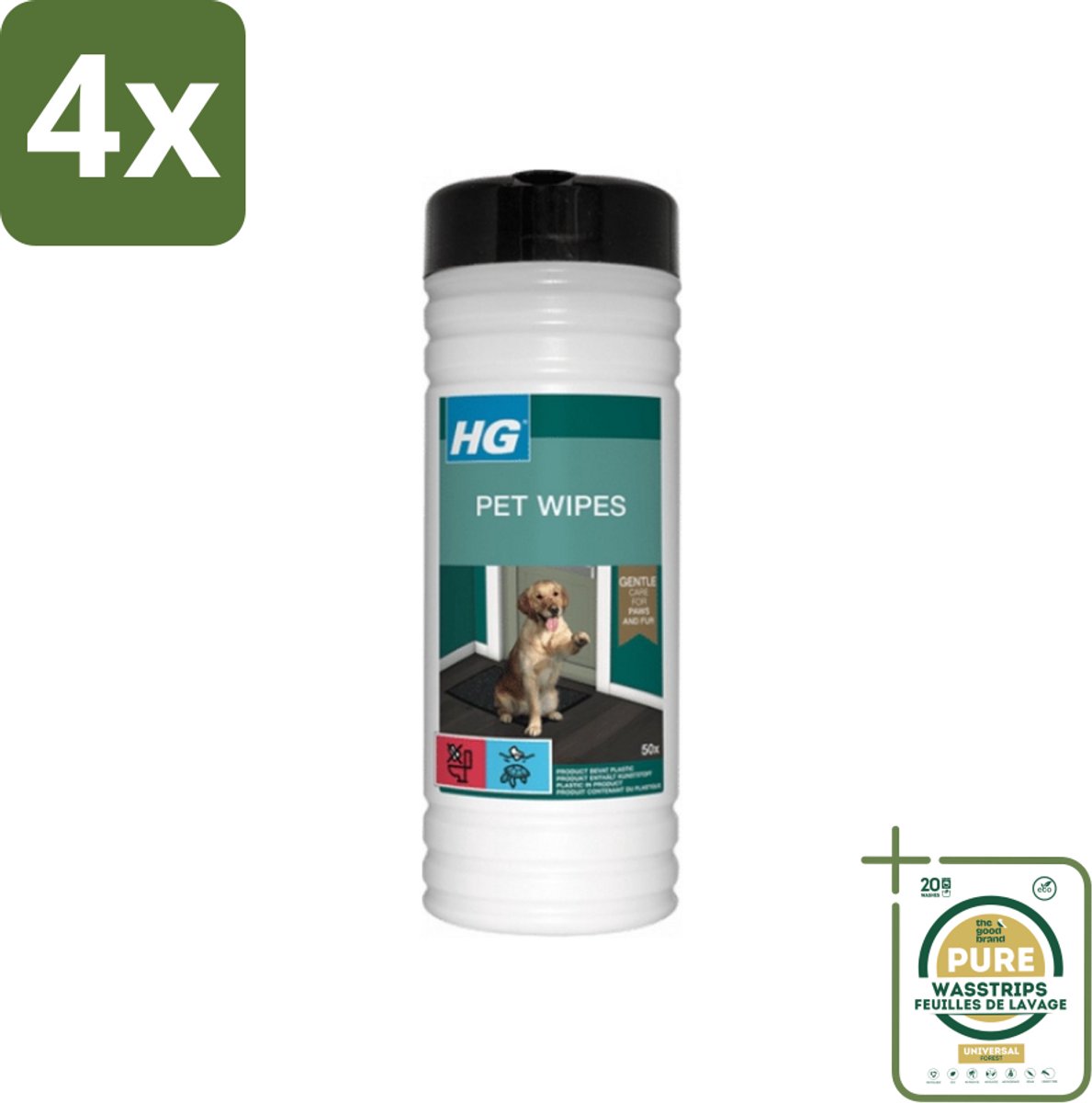 HG - Pet Wipes - Doekjes Voor Huisdieren - 50 Doekjes - Voordeelverpakking - 4 stuks - Hondendoekjes - Katendoekjes
