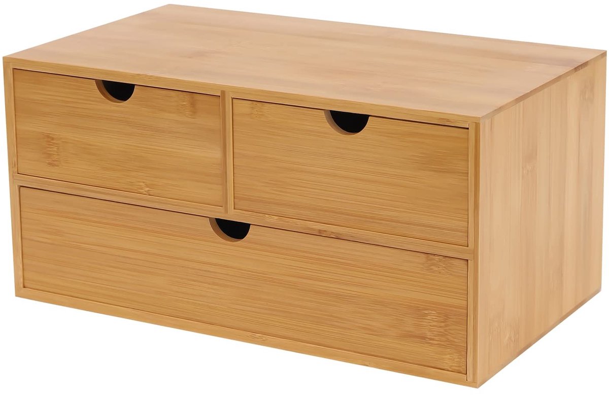 Elzusha - Desk Organizer - 3 Laden - Natuurlijke Bamboe