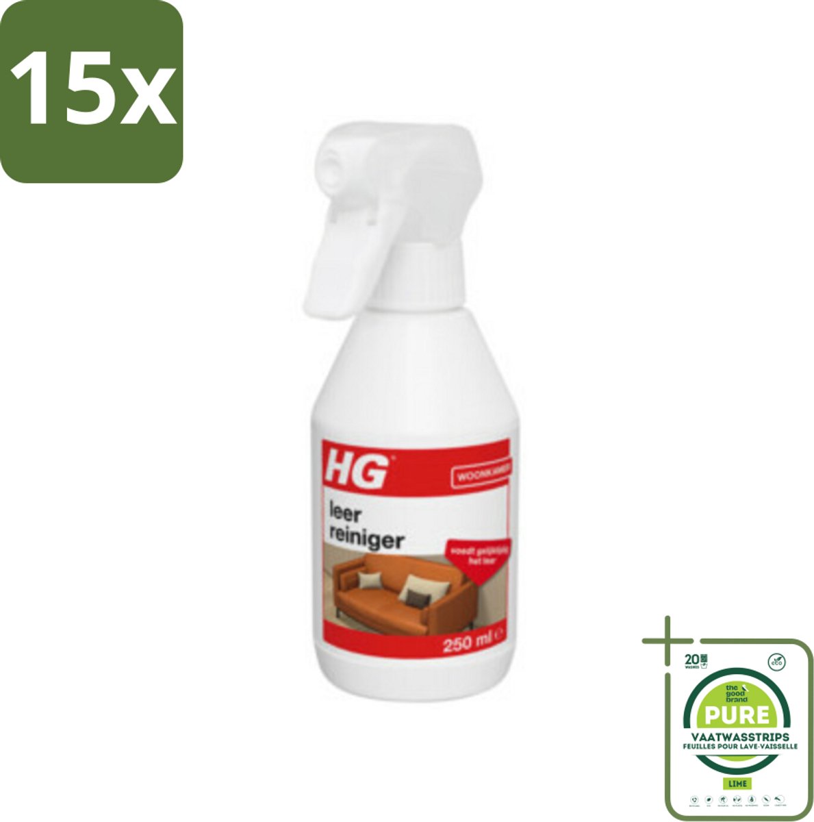 15 x HG Leerreiniger 300 ml - Grootverpakking - Leerreiniger - Leeronderhoud - Leerverzorging - Leer Beschermen - Leer Schoonmaken