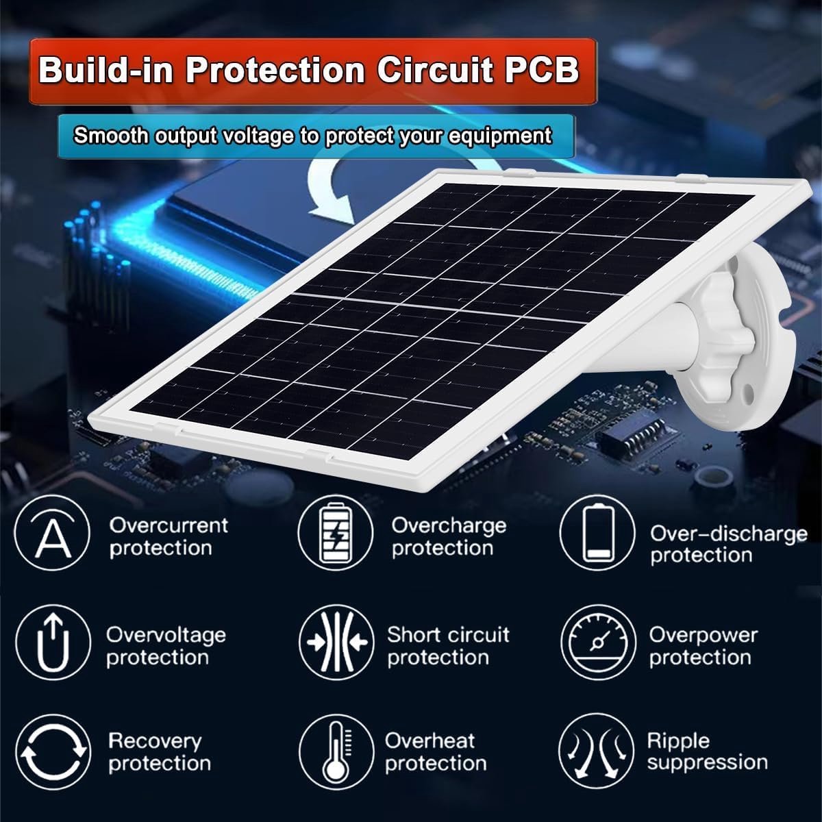 8W/5V Solar Panel,Faster Than 5W Charging,IP65 Waterproof,Suitable for Ring Cameras with Built-in Batteries (Spotlight - ShopVlot