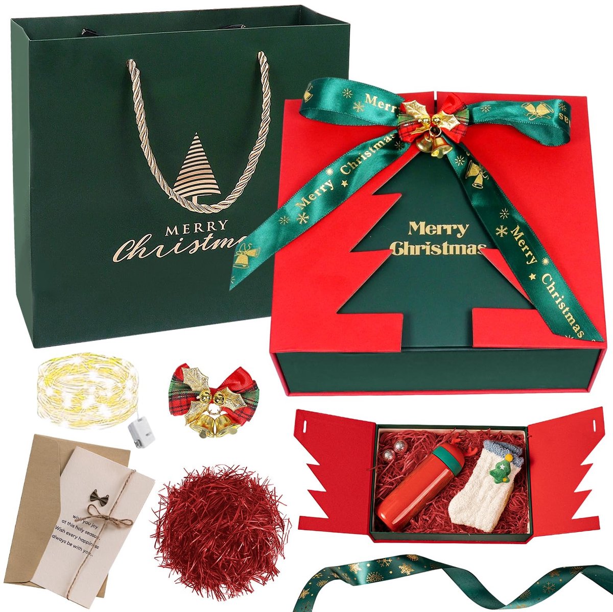 Elzusha - LED Kerstcadeau Doos met Decoratieve Benodigdheden