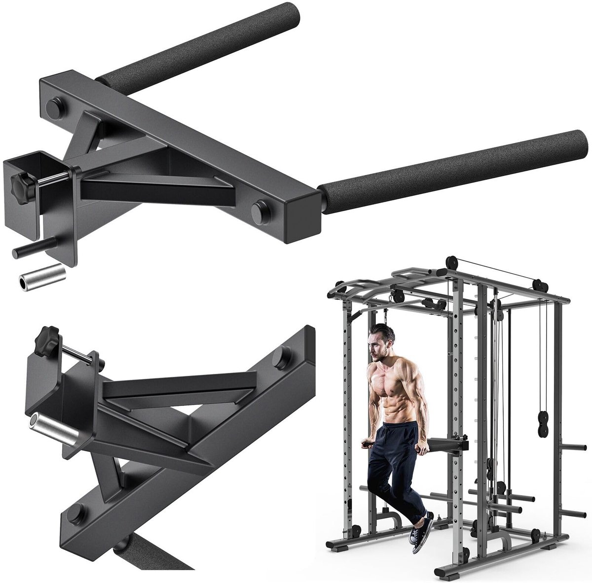 Elzusha - Dip Bar Attachment voor Power Rack met Gereedschapsvrije Installatie