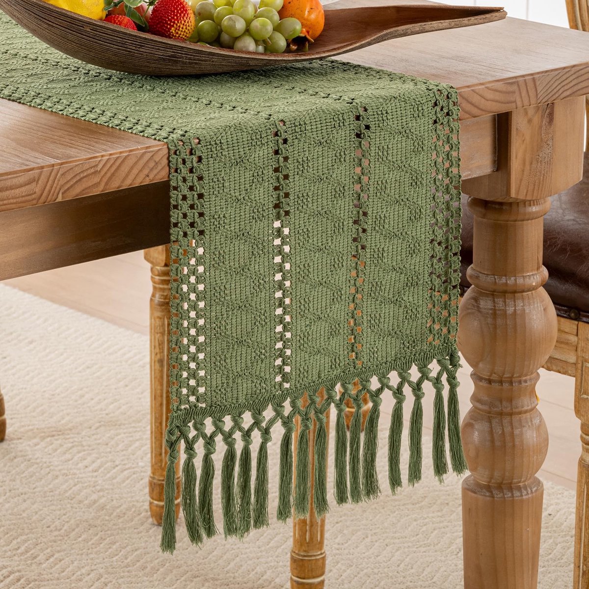 Elzusha - Macrame Tafelrunner in Boho Stijl 30 x 180 cm