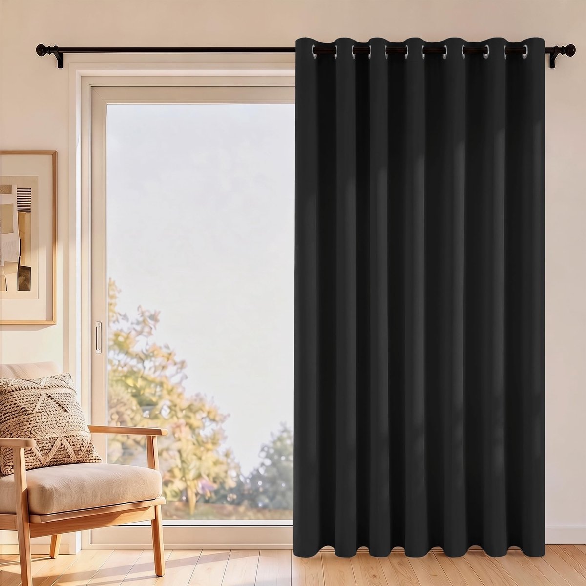 Elzusha - Room Divider Gordijn Opaque 1 Stuk Zwart