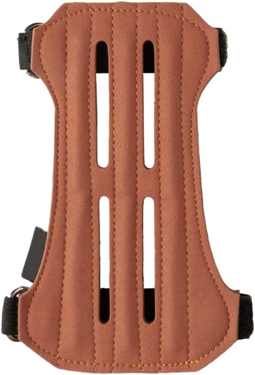 Leren Polsbeschermer voor Boogschieten met Verstelbare Sluiting, 17.5 cm, 4-Hole Ontwerp, Geschikt voor Jacht en Schietsport
