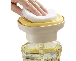Afwaszeep Dispenser - Keuken Organizer - Snel Afwassen - Eén Hand Bediening - 14 cm Lengte - Beige