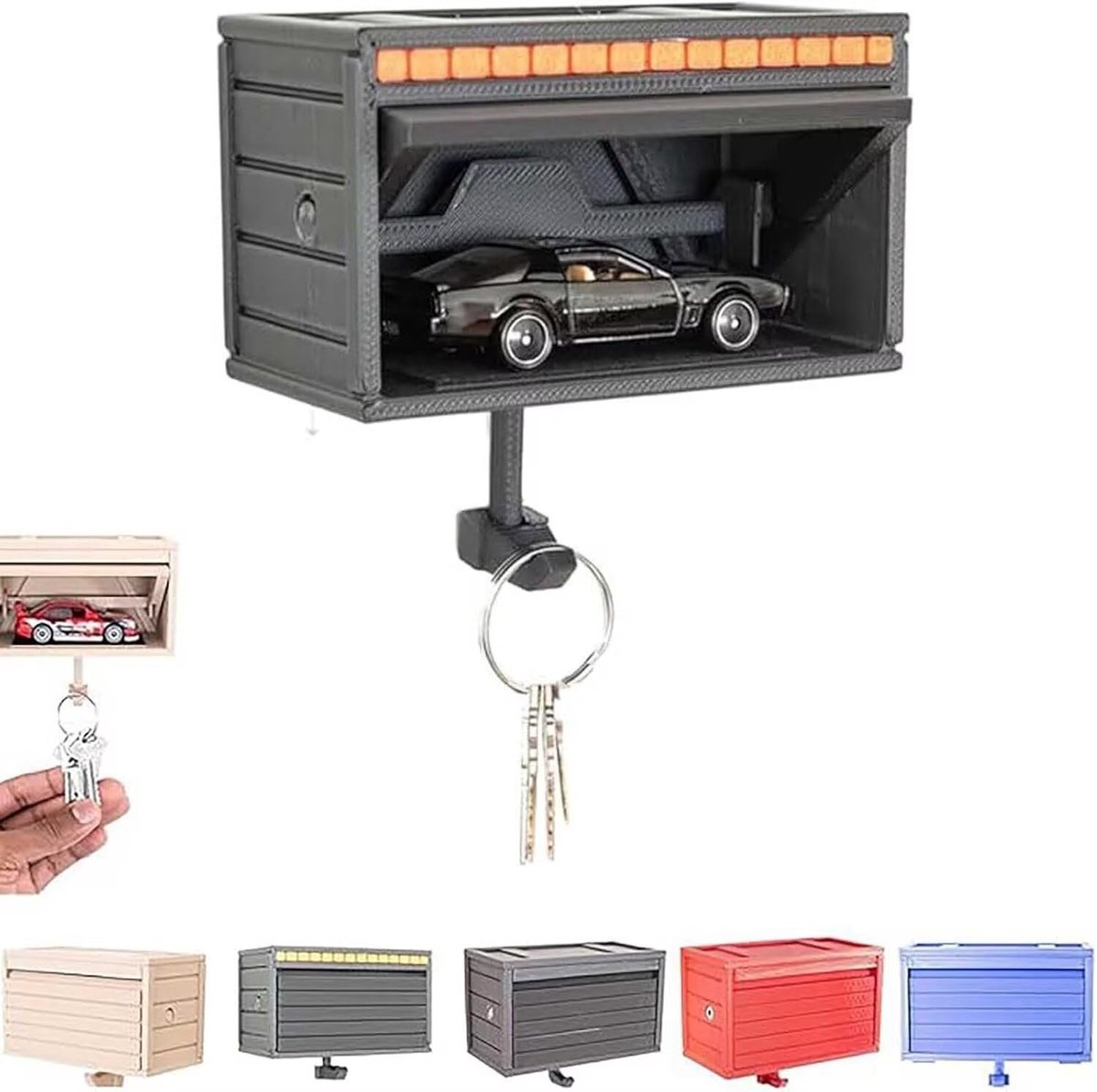 Elzusha - Sleutelhouder Garage met Openende Deur - Wandmontage Zwart