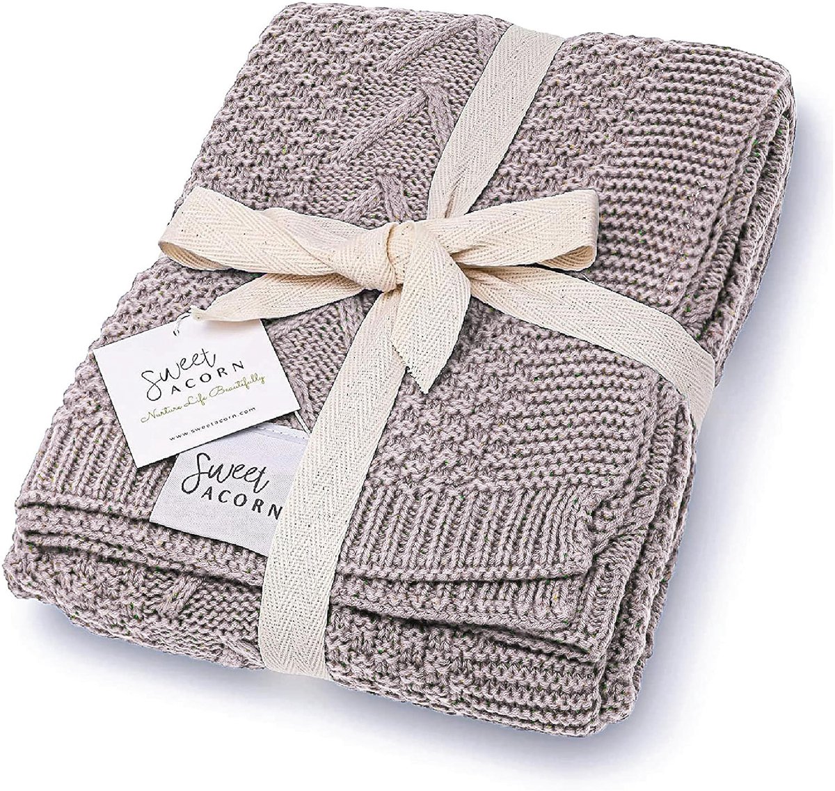 Elzusha - Gebreide Babydeken met Kabelpatroon in Fog Grey