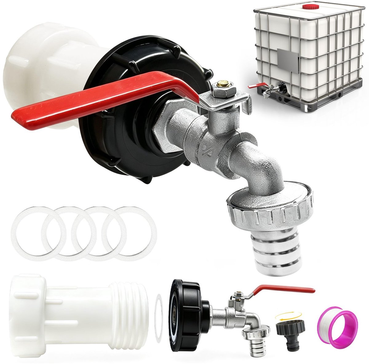 Elzusha - 3/4 Inch Afvoerkraan voor IBC Tanks