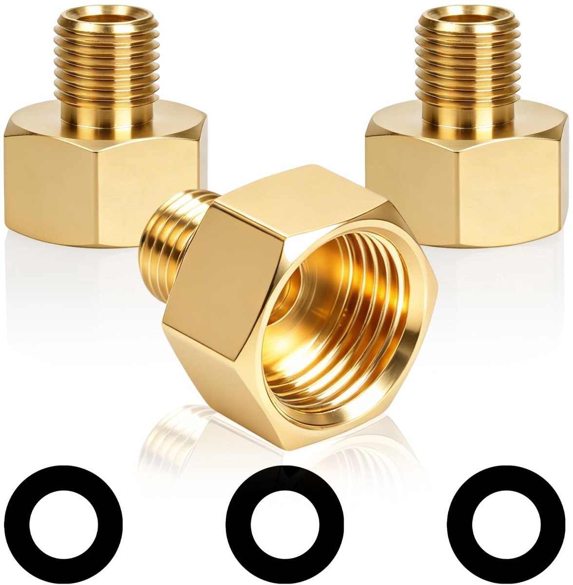 Elzusha - Set van 3 Gasadapters 1/2 inch naar 1/4 inch met Rubberen Afdichtingen