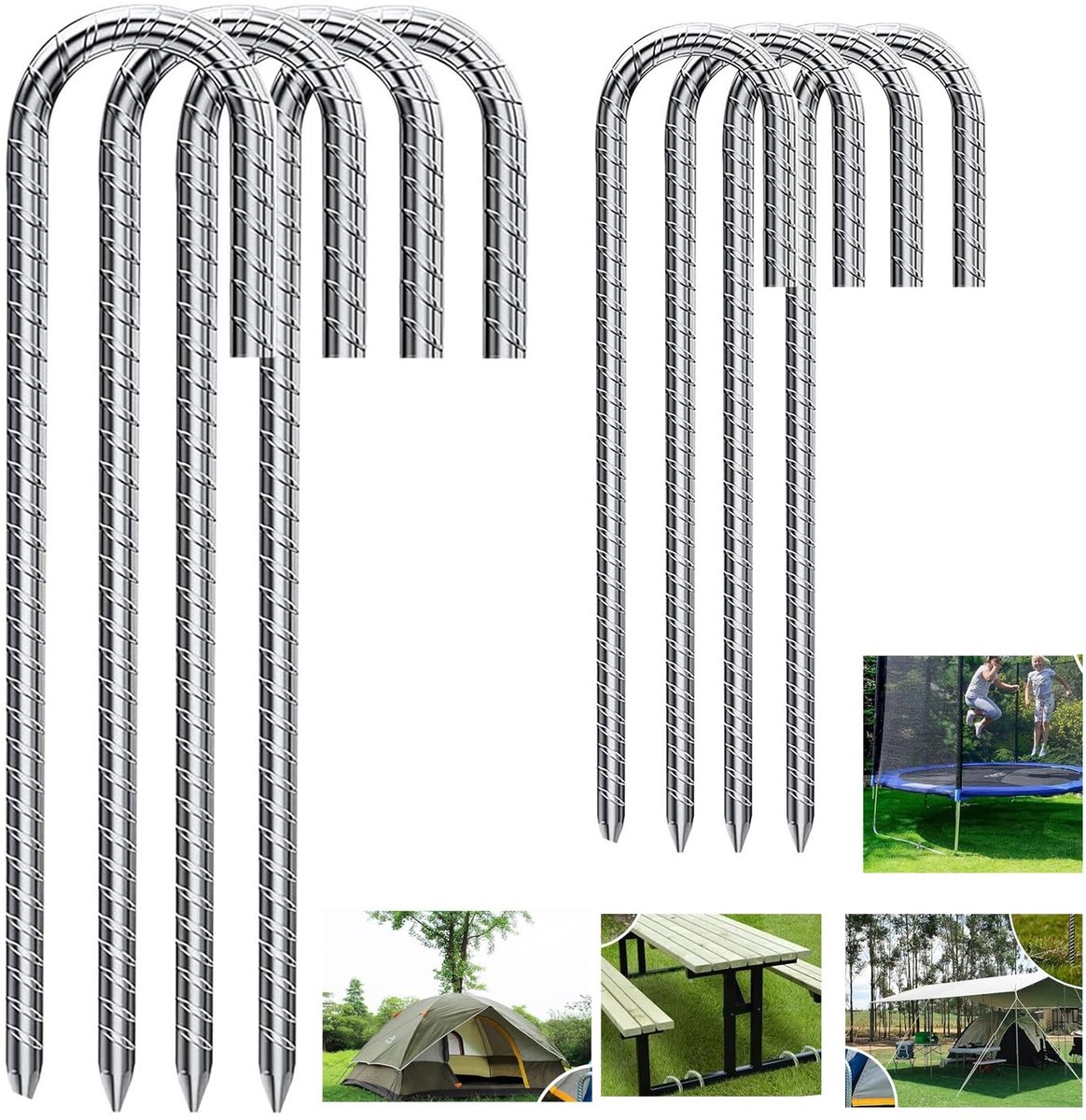 Elzusha - Set van 8 Grondankers en Tentpinnen van 30 cm voor Buiten