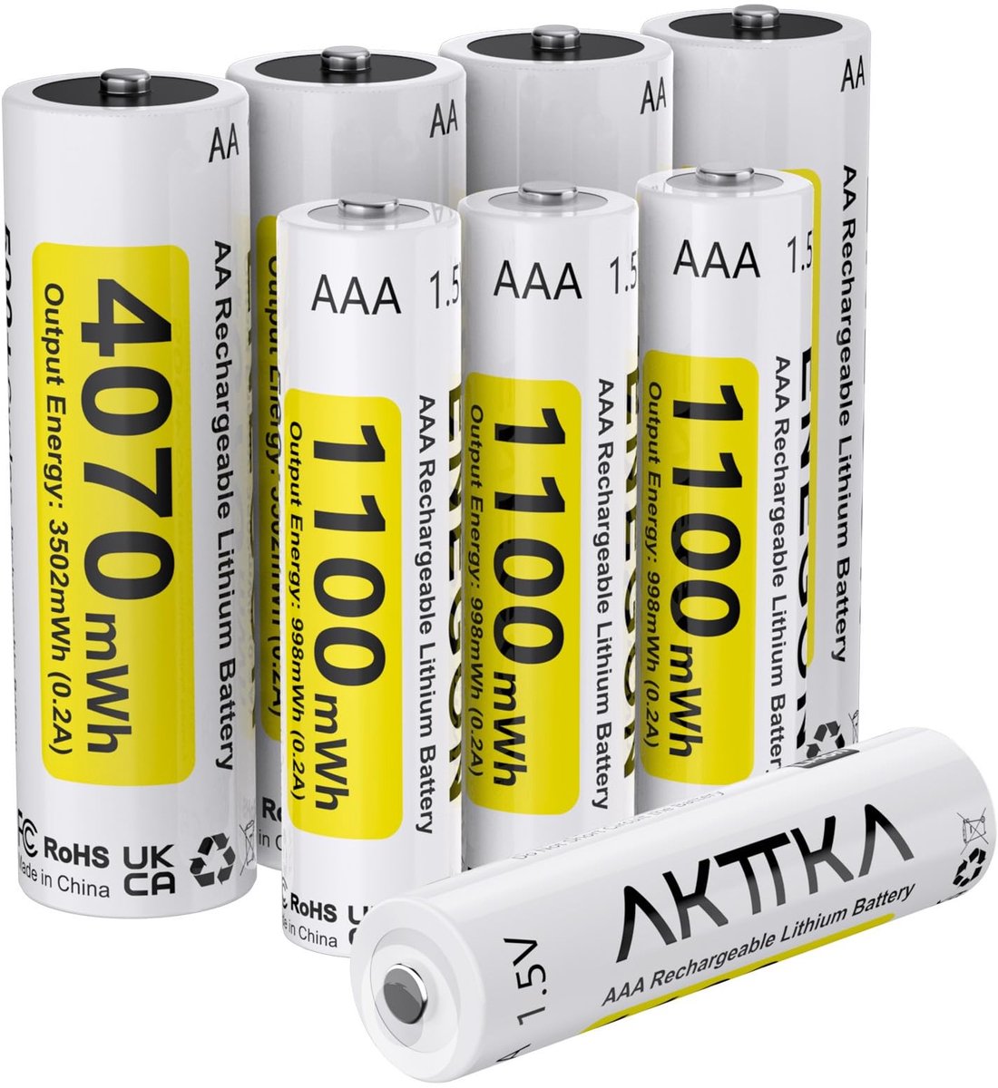 Elzusha - Set van 4 AA en 4 AAA Oplaadbare Batterijen