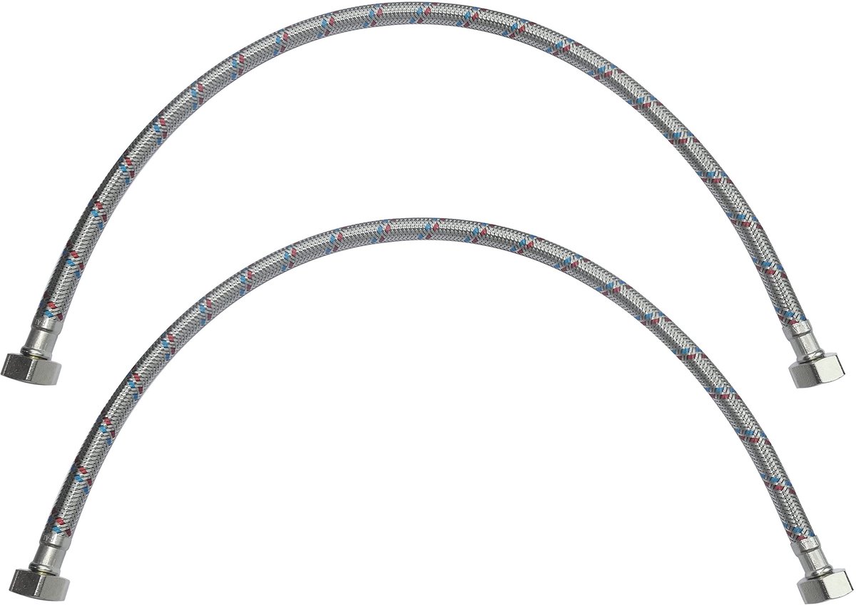 Elzusha- Flexibele Aansluiting - Set van 2 - 600mm - 1/2 inch Vrouwelijk/Vrouwelijk - Waterkraan - Sanitair - Schokbestendig - Waterleiding