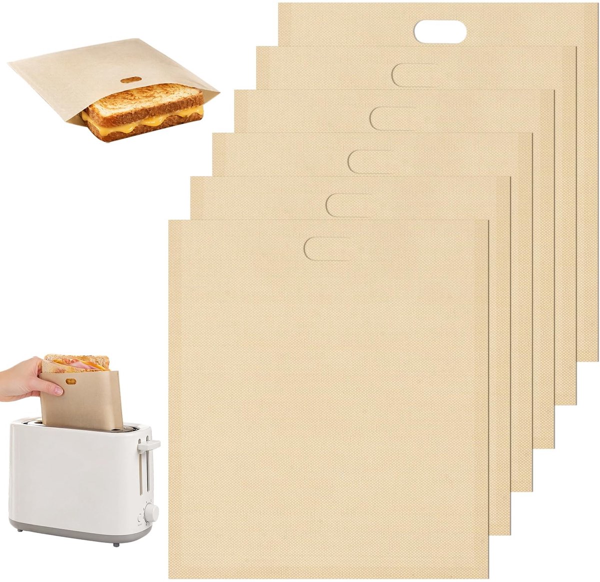 Elzusha - Set van 6 Teflon Broodroosterzakken