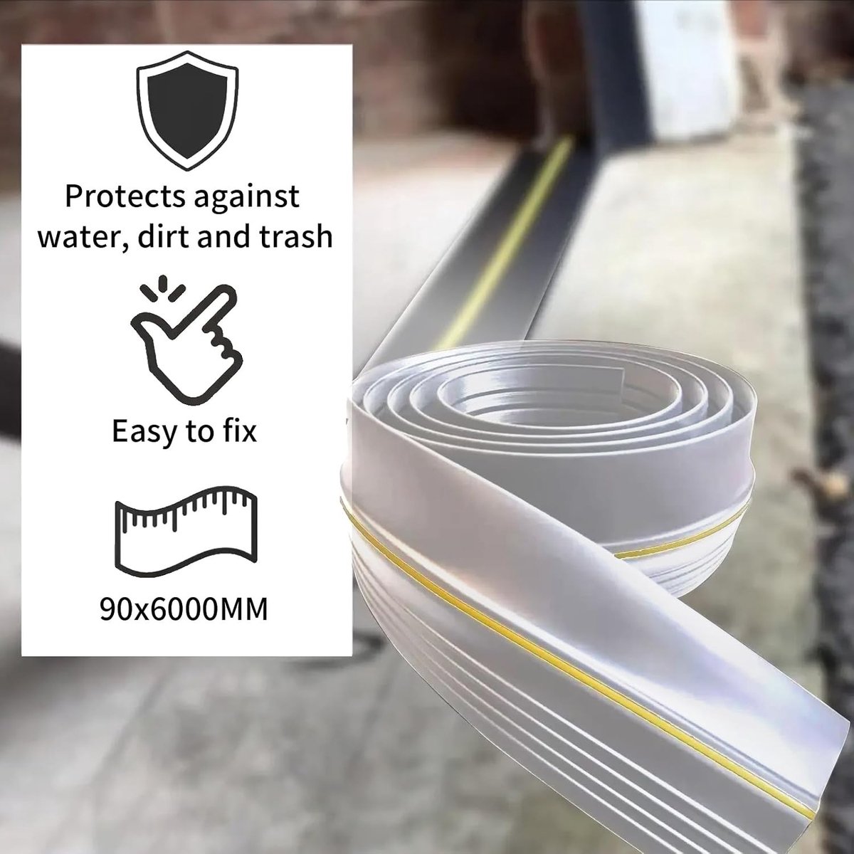 Universele Rubber Dorpelstrip voor Garagedeuren - Weerbestendige Onderstrip voor Schoon en Droog Garage (6m, Grijs)
