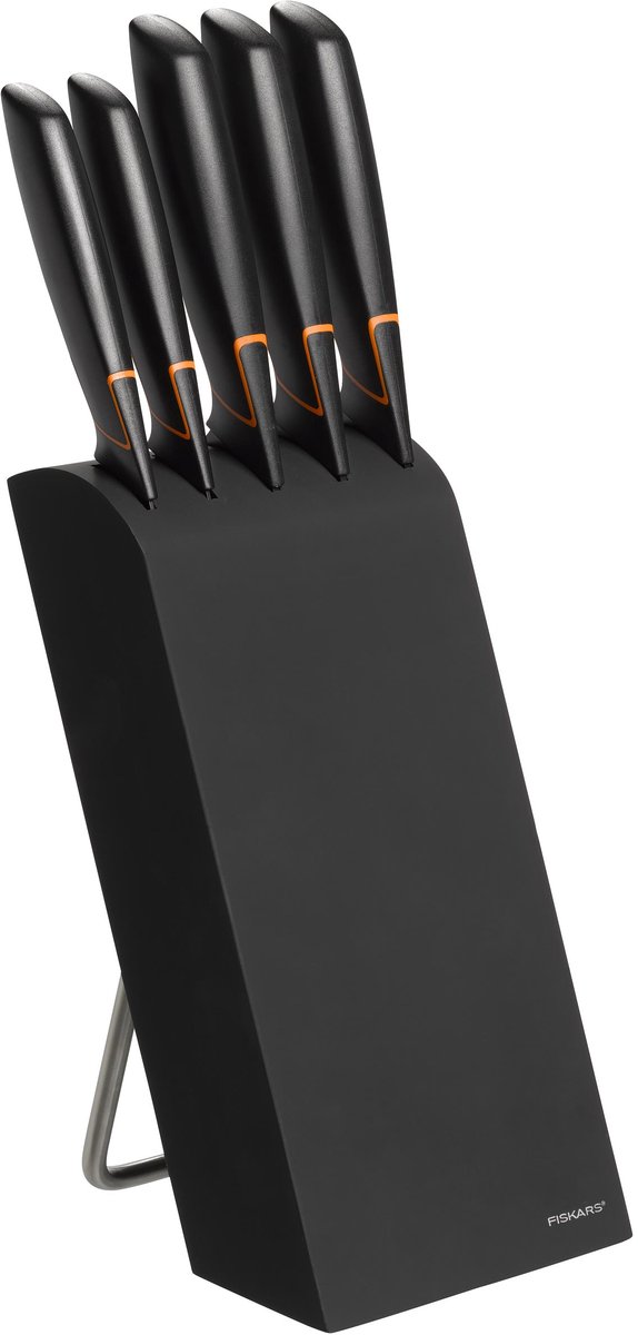 Fiskars Edge Messenset met Blok - Messenblok Zwart - 5 Messen - Vaatwasmachinebestendig