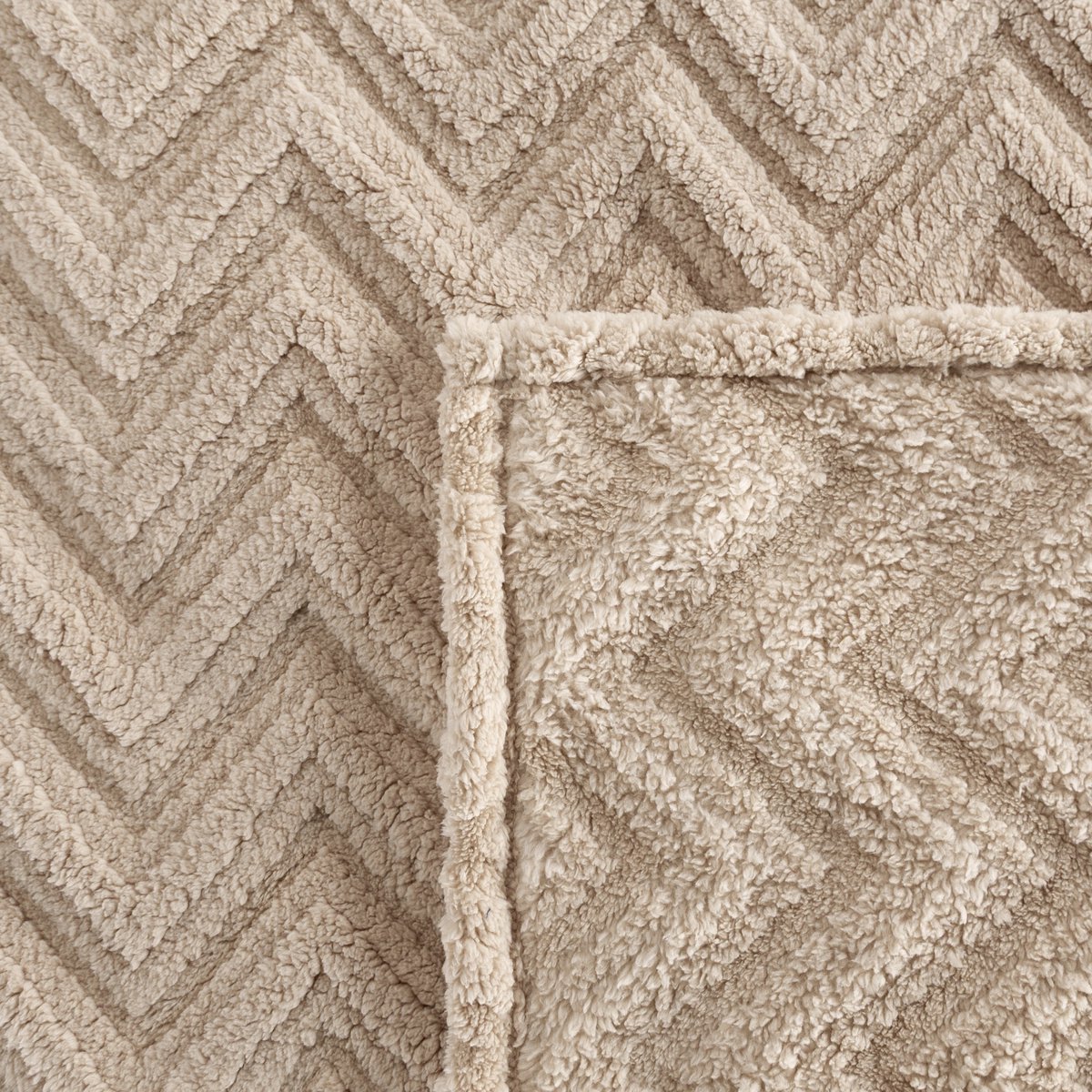 Zacht Dekentje 170x210cm - Visgraat Patroon - Donker Beige