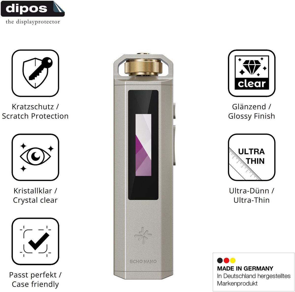 dipos – 4x Beschermfolie geschikt voor FiiO SnowSky Echo Nano | Krasbestendige & heldere Screenprotector Ultra-Thin