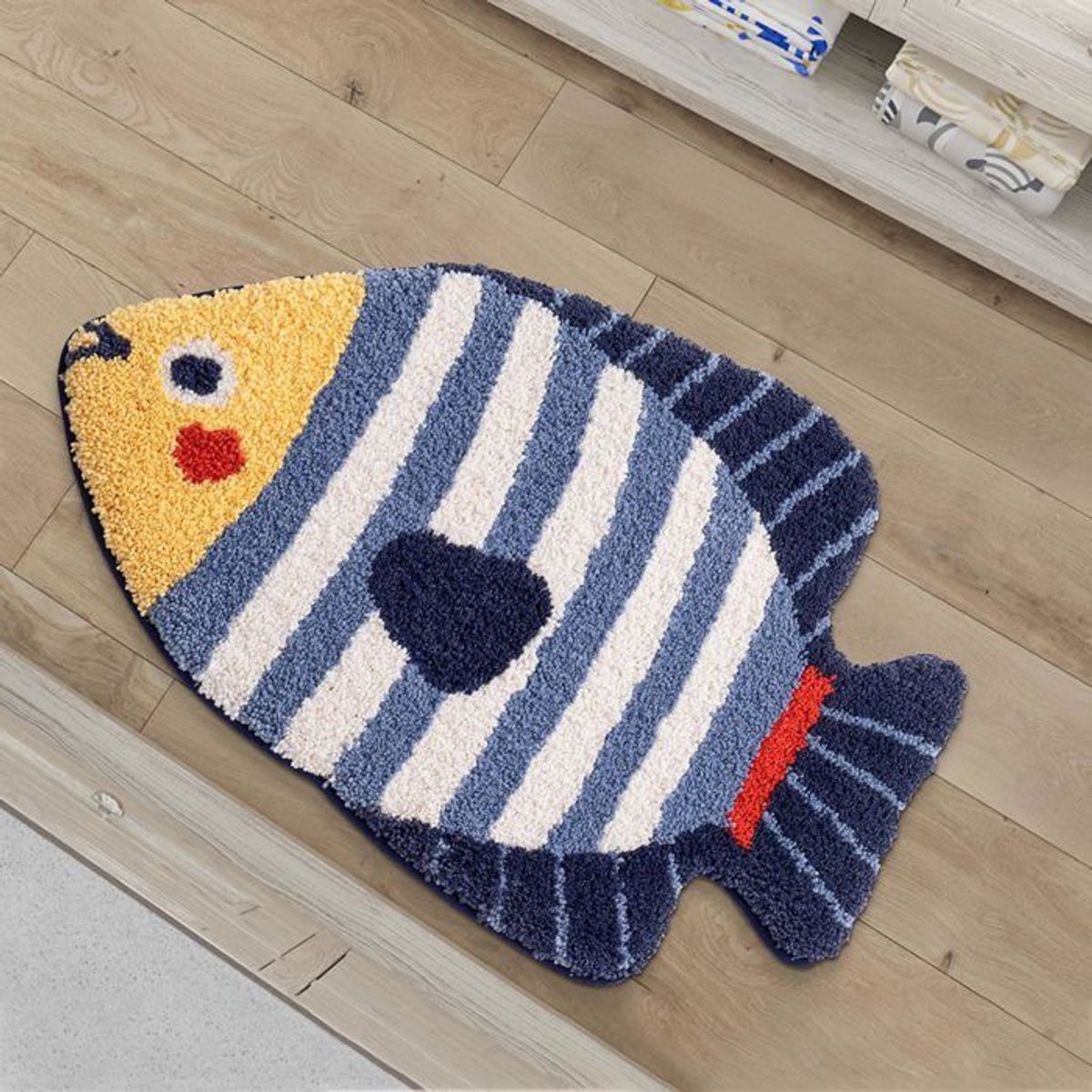 LISM-Badkamermat met oceaan- en dierenprint, schattige dierenfiguurtjes, waterdicht en absorberend, badkamerdecoratie, 40 x 60 cm