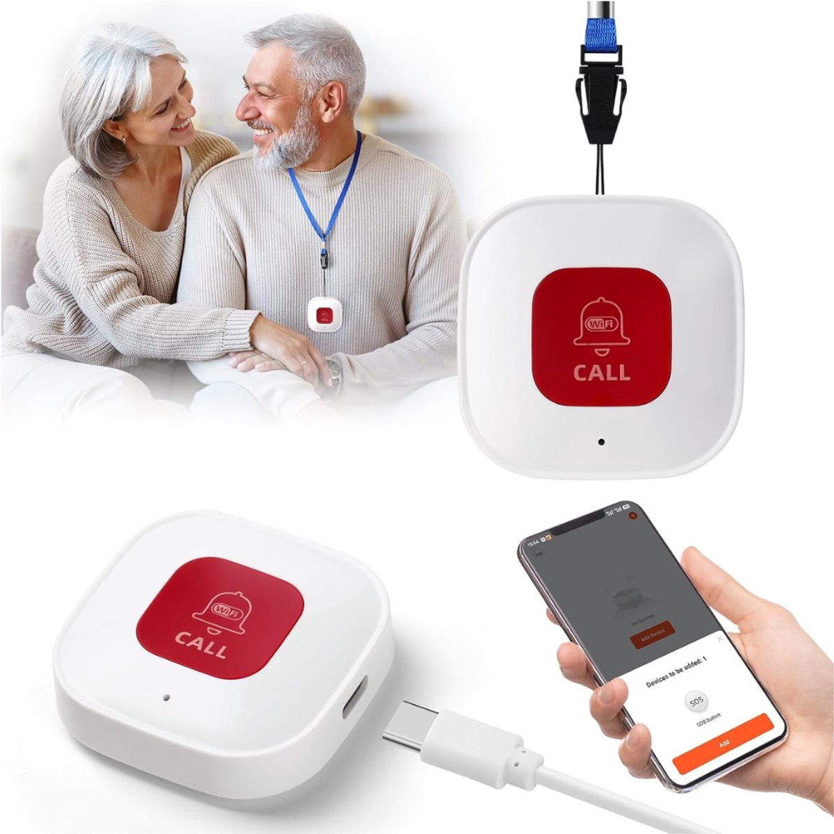 ZRNS® Senioren Alarm - Alarmknop - WiFi - Draadloos