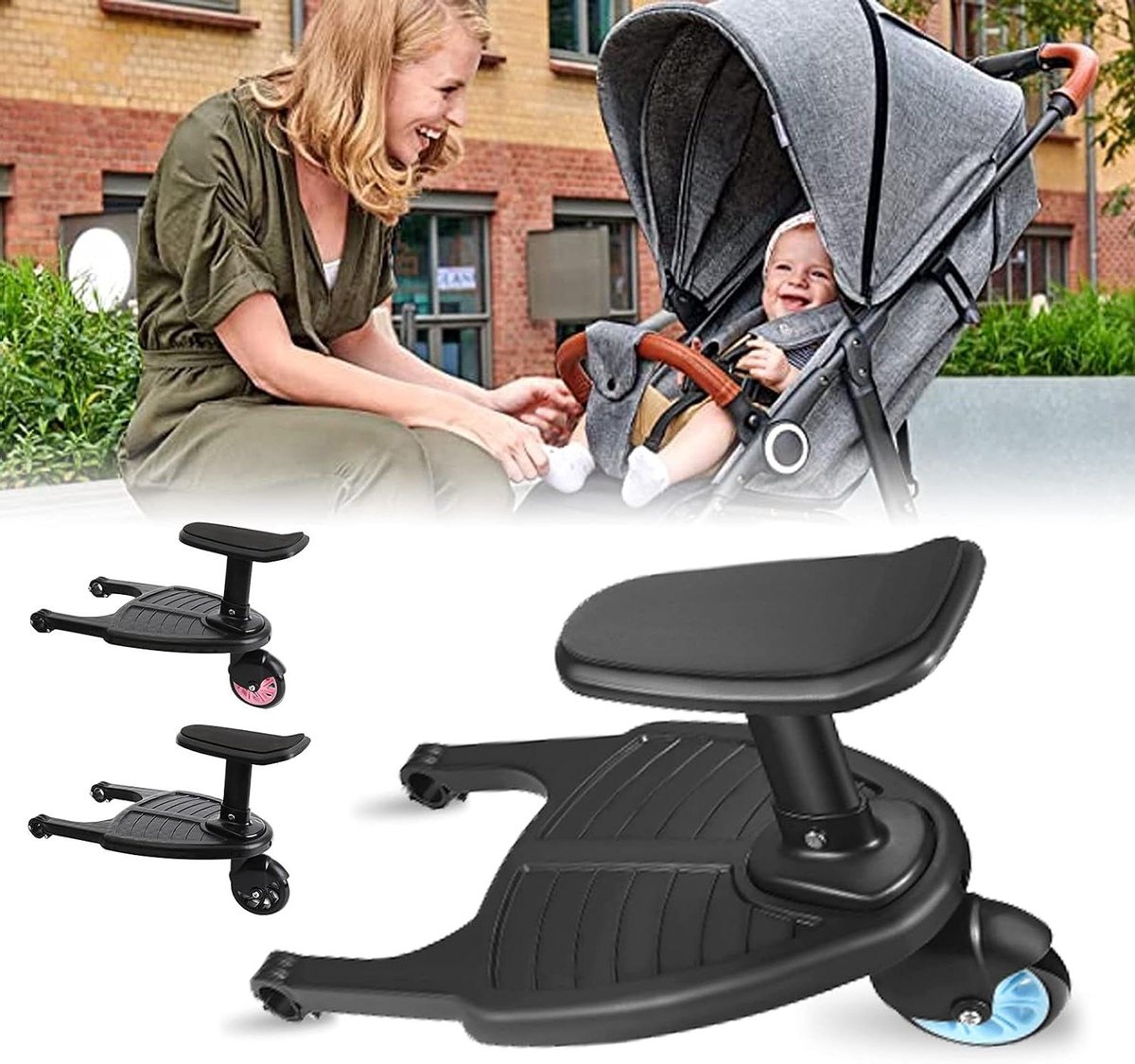 Loopplank Kinderwagen - Zitje Extra - Reizen Met Kinderen - Universele Pasvorm - 47x29x12 cm - Blauw