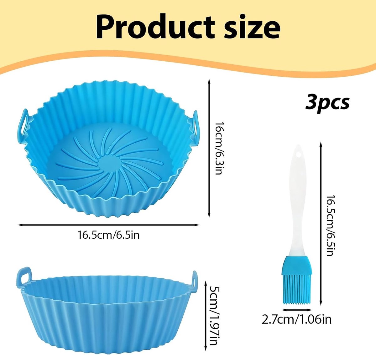 3-delige Silicone Accessoires voor Airfryer, Herbruikbare Mallen voor Oven en Magnetron, Ideaal voor Stomen en Bakken