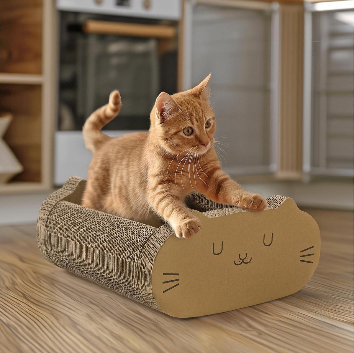 Krabkarton Kattenmand - Krabmeubel Kat - Spelen en Rusten - 2-in-1 Ontwerp - 41 x 40 x 20 cm - Bruin