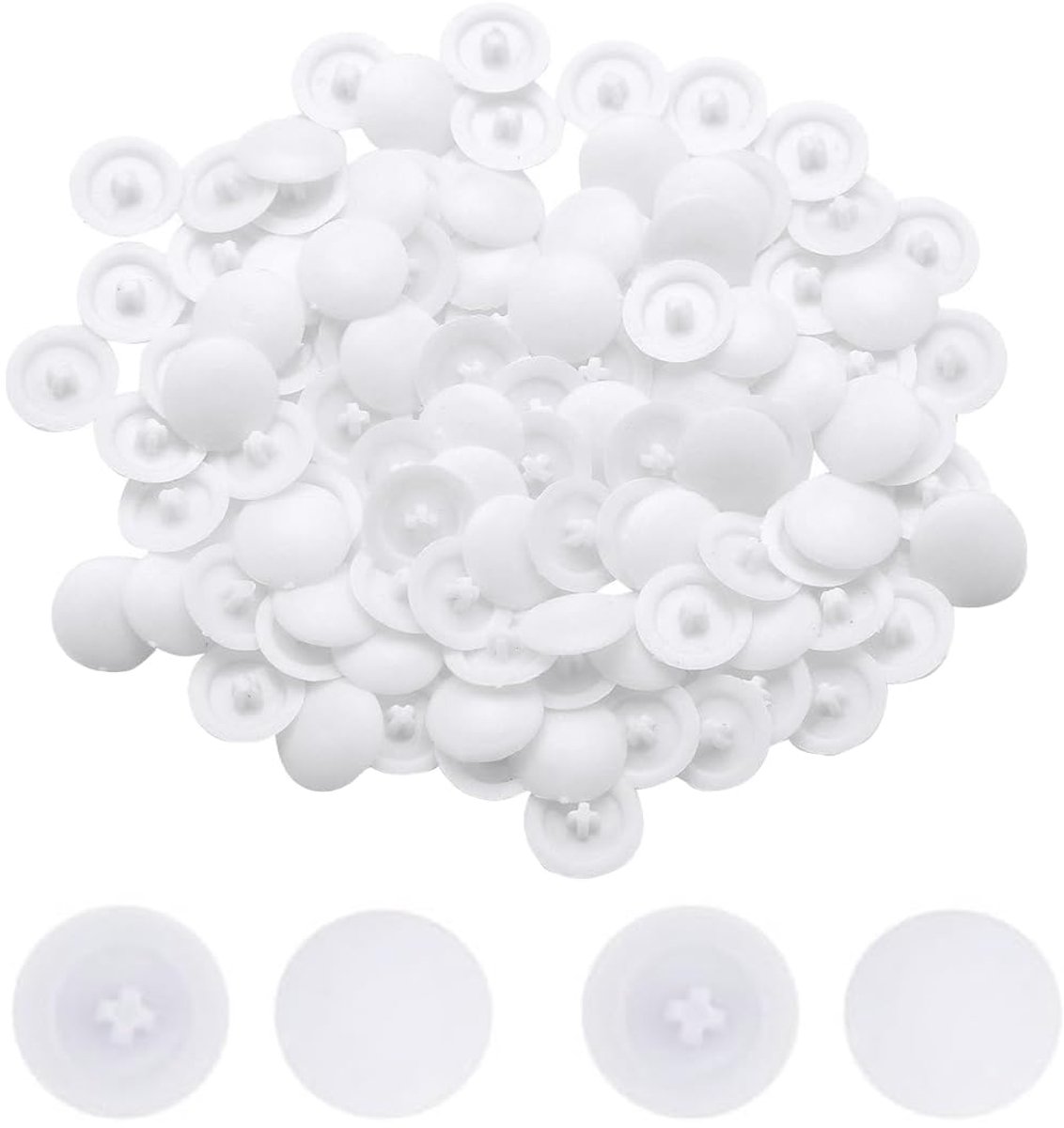 PRAOFRT 100 stuks witte schroefdoppen, witte schroefdoppen, ronde zelfklevende gatafdekkingen, stickers voor - ShopVlot