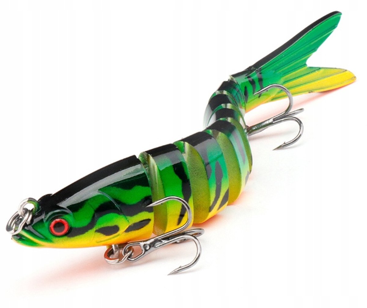 Merkloze 8-delige plug, 9.5cm, 15g, groen, voor snoek en baars