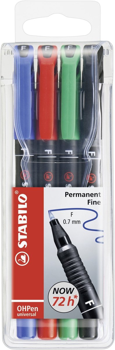 Elzusha - Permanente Marker - OHPen Universeel - Set van 4 Kleuren met F-Point 0.7mm
