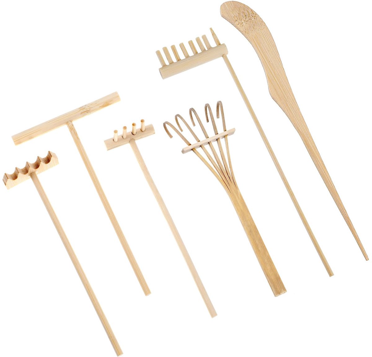 Elzusha - Set van 6 Mini Zen Tuinaccessoires van Bamboe