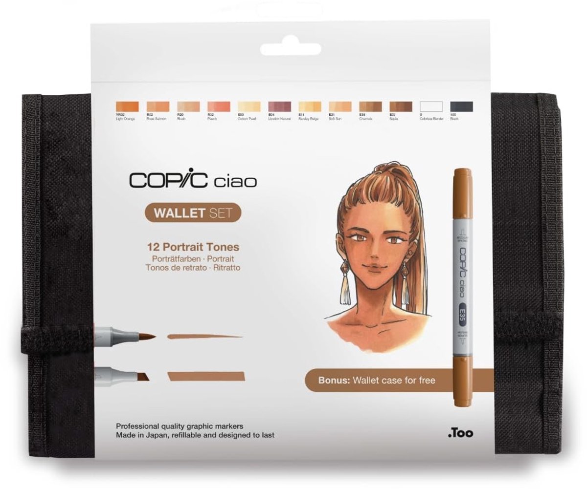 Elzusha - Ciao Marker Set - 12 kleuren, portretkleuren in etui