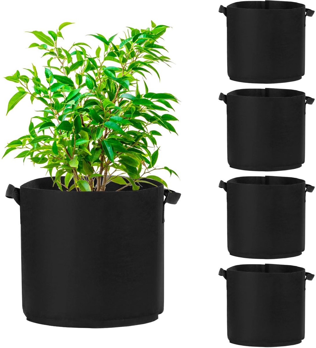 Elzusha - Set van 5 Plantentassen van 7 Gallon met Handvatten