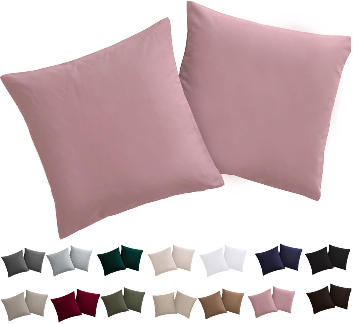 Elzusha - Set van 2 Kussenhoezen 50 x 50 cm in Roze