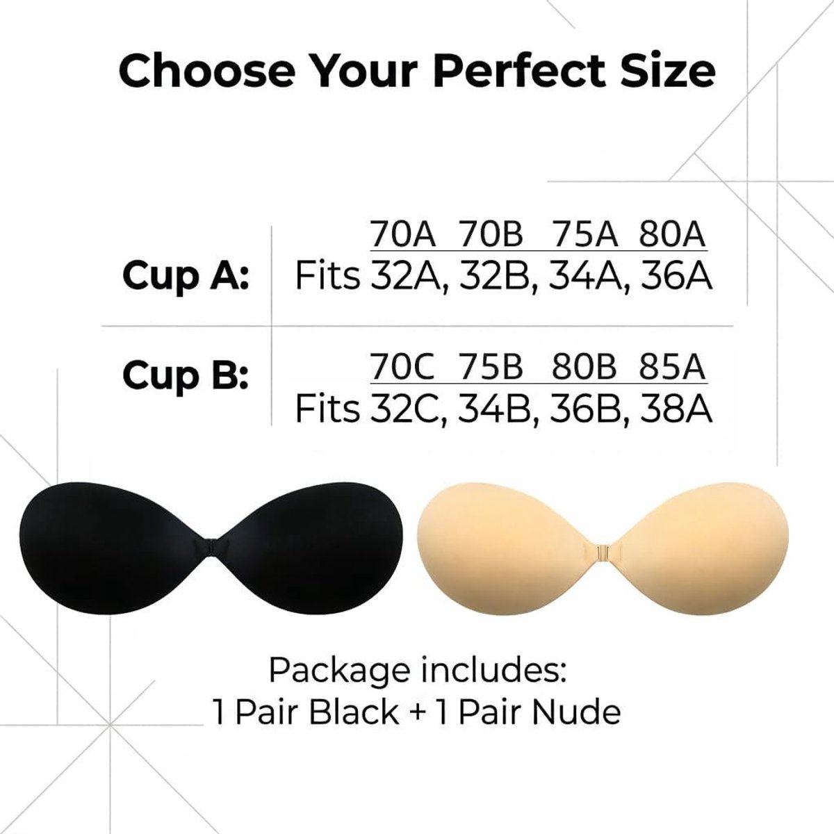 2 Paar Silicone Push Up Bh's - Herbruikbare, Onzichtbare Strapless met Tepelcovers voor Avondjurken, Bruidsjurken en Feestjurken, Wasbaar en Comfortabel