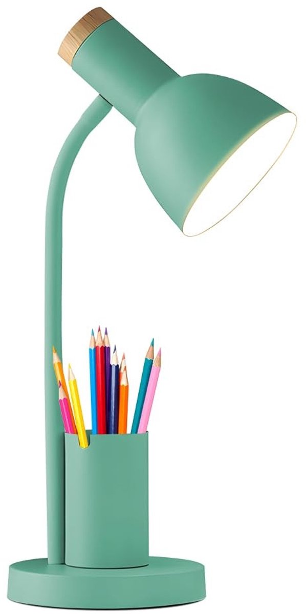 Elzusha - LED Bureau Lamp met Pennenhouder - 3 Kleurmodi, Ideaal voor Studie en Slaapkamer