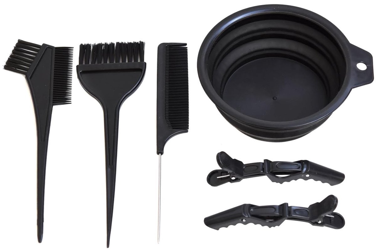 Elzusha- Haarverfset 6-delig - Haarverf Kwast - Haarverf Kom - Dubbelzijdige Haarverf Kam - Puntkam - Alligator Haarclip - Haarkleurset