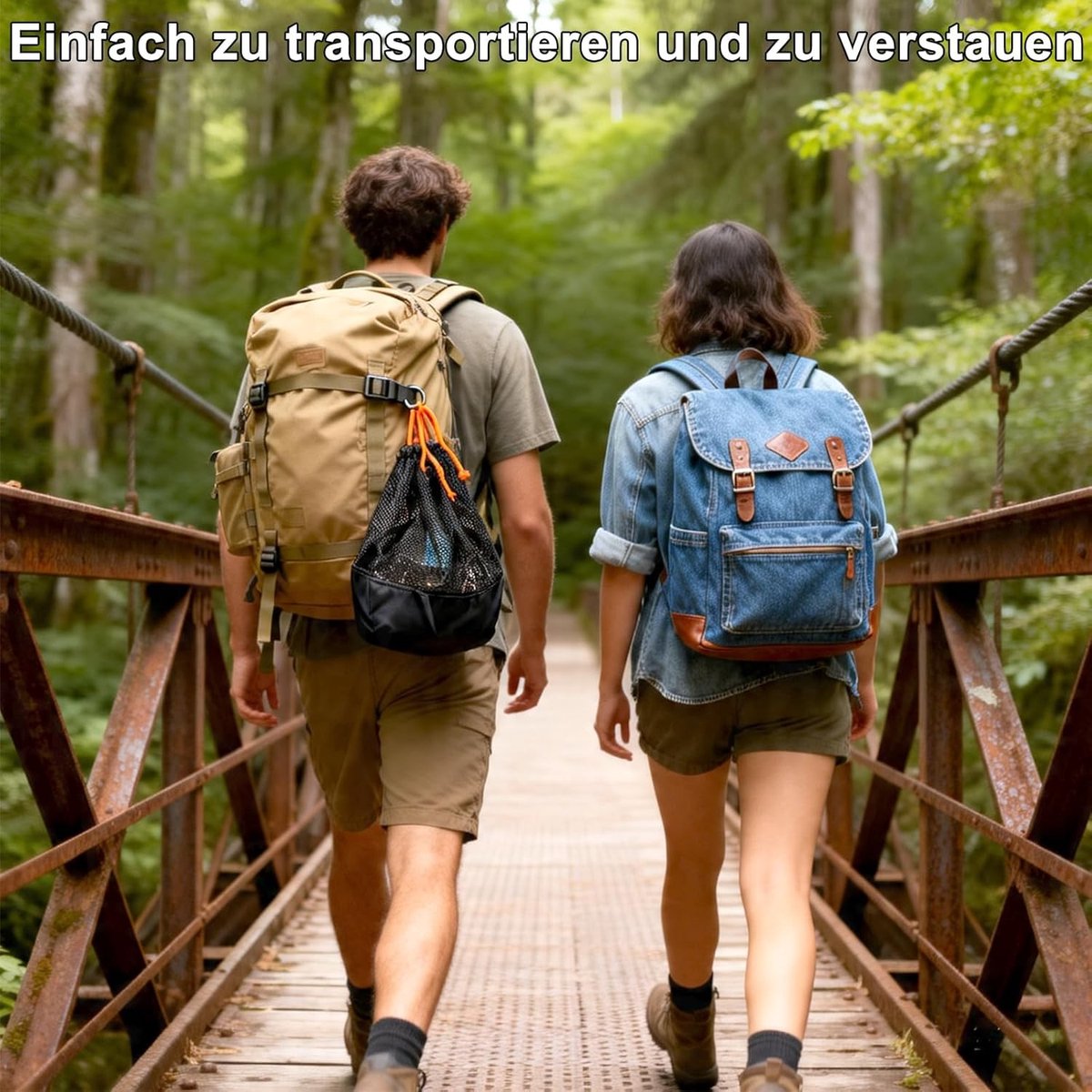 Complete Camping Bestekset met RVS Bestek, Borden, Kom en Mok - Ideaal voor Kamperen, Wandelen en Backpacken (Blauw)