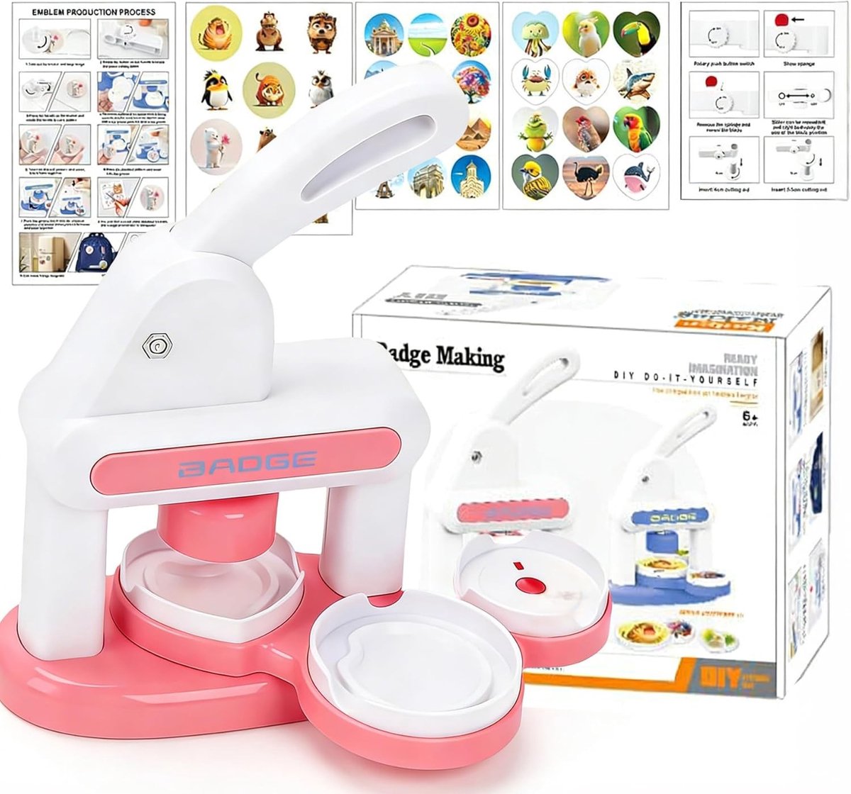 Button Machine 35mm 55mm - DIY Button Punch Set voor Rondjes, Stickers en Sleutelhangers voor Feesten en Cadeaus