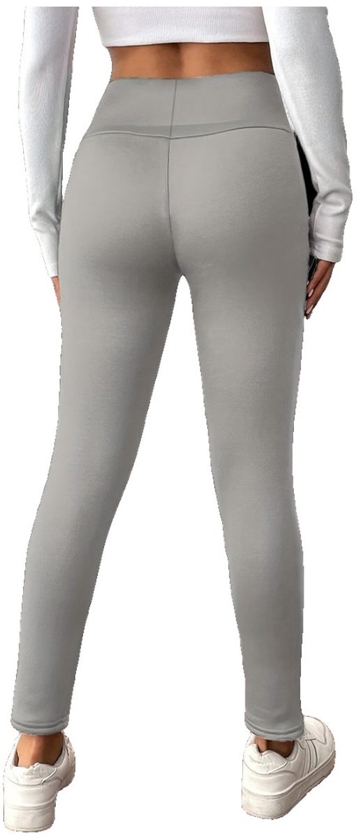 Currero Warme Broek Dames Thermo Fleece Winterbroek Joggingbroek Sweatpants Lichtgrijs + + Zwart