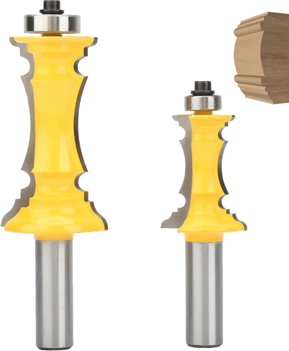 2-delige Freesset voor Architectonisch Houtbewerking, 1/2" Frees met Antikickback Ontwerp en Carbide Snijkoppen