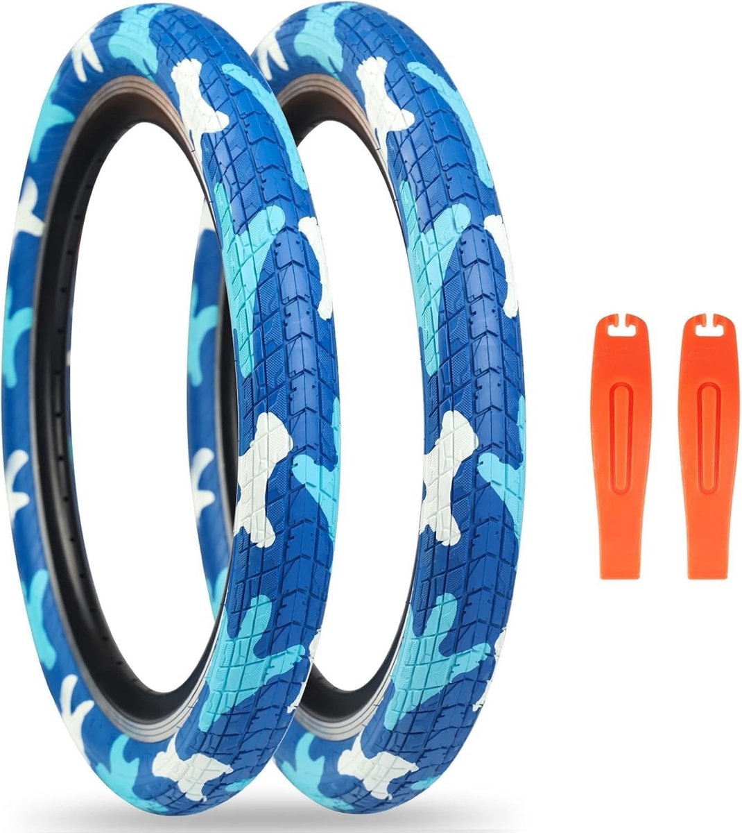 2 stuks 20 x 2,125 BMX fietsbanden met binnenbanden, blauw, 20 inch, duurzame klapbanden voor kinderfietsen, hoge grip en schokabsorptie