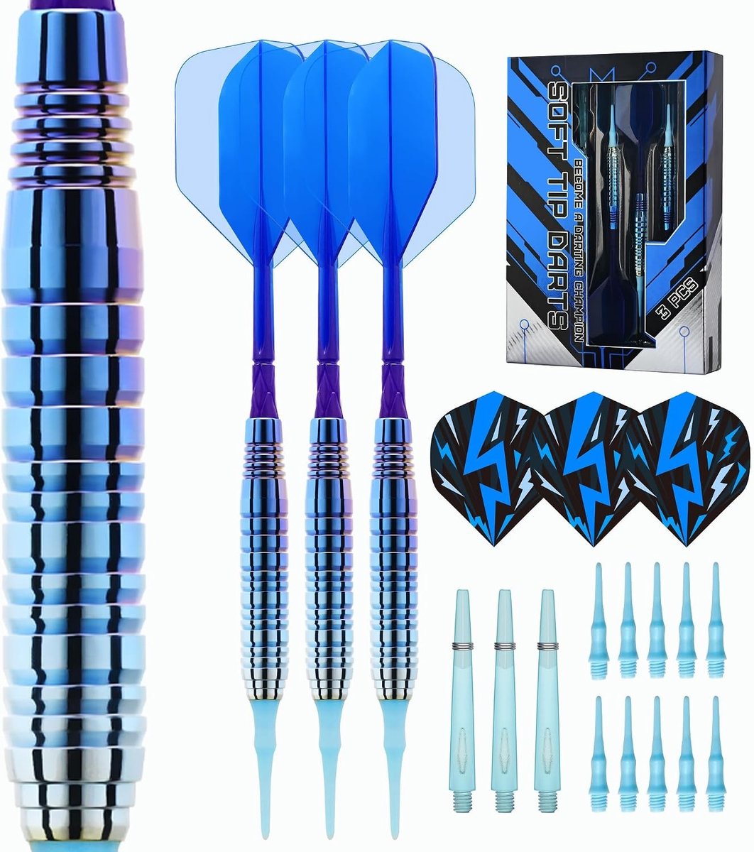 Professionele Soft Darts Set van 22 g met 10 Plastic Tips, 6 Flights en Opbergdoos voor Elektronische Dartborden
