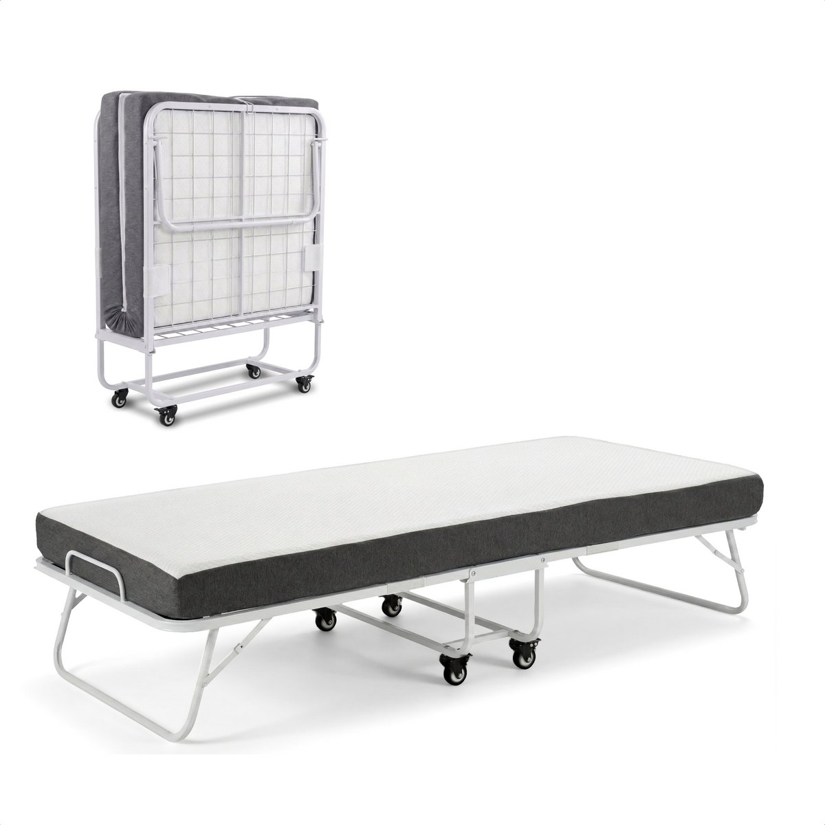 Logeerbed 80×200 met Matras - Vouwbed - Luxe - 250 kg - Wit - Bodo