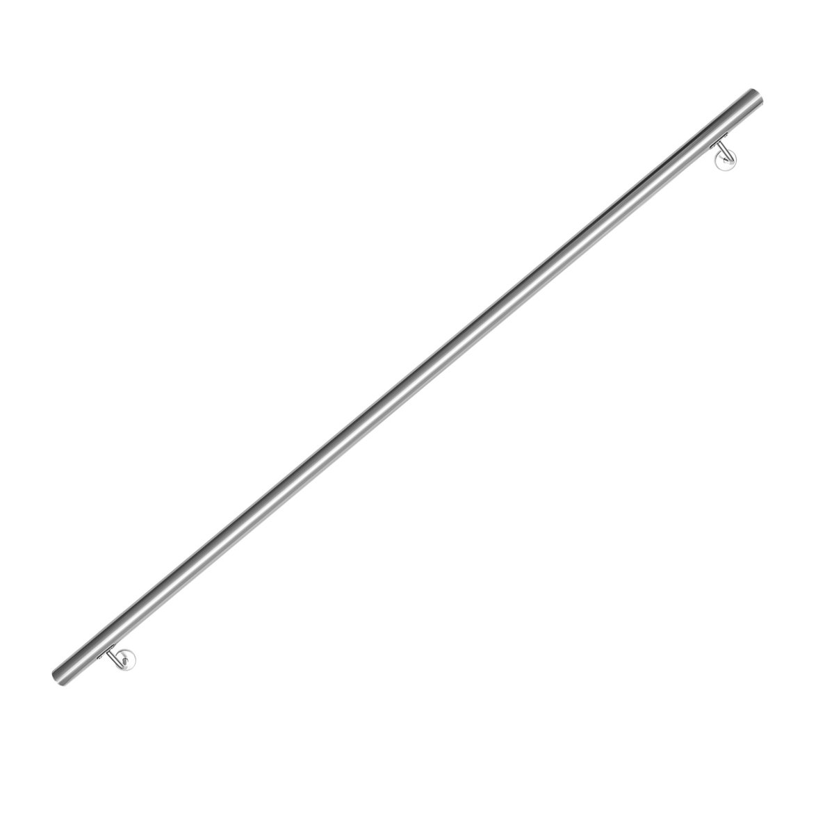 Trapleuning RVS 180 cm Ø42 mm, wandhandgreep van 304 roestvrij staal met geborstelde afwerking, voor binnen buiten balkon en terras