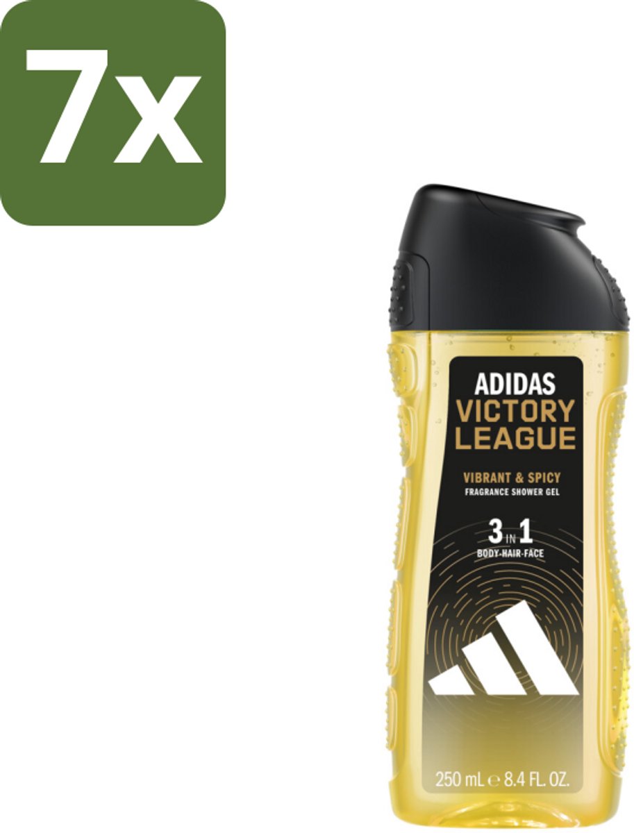 7 x Adidas Shower Gel Victory League 250 ml - Douchegel - 3-in-1 - Lichaam - Gezicht - Haar