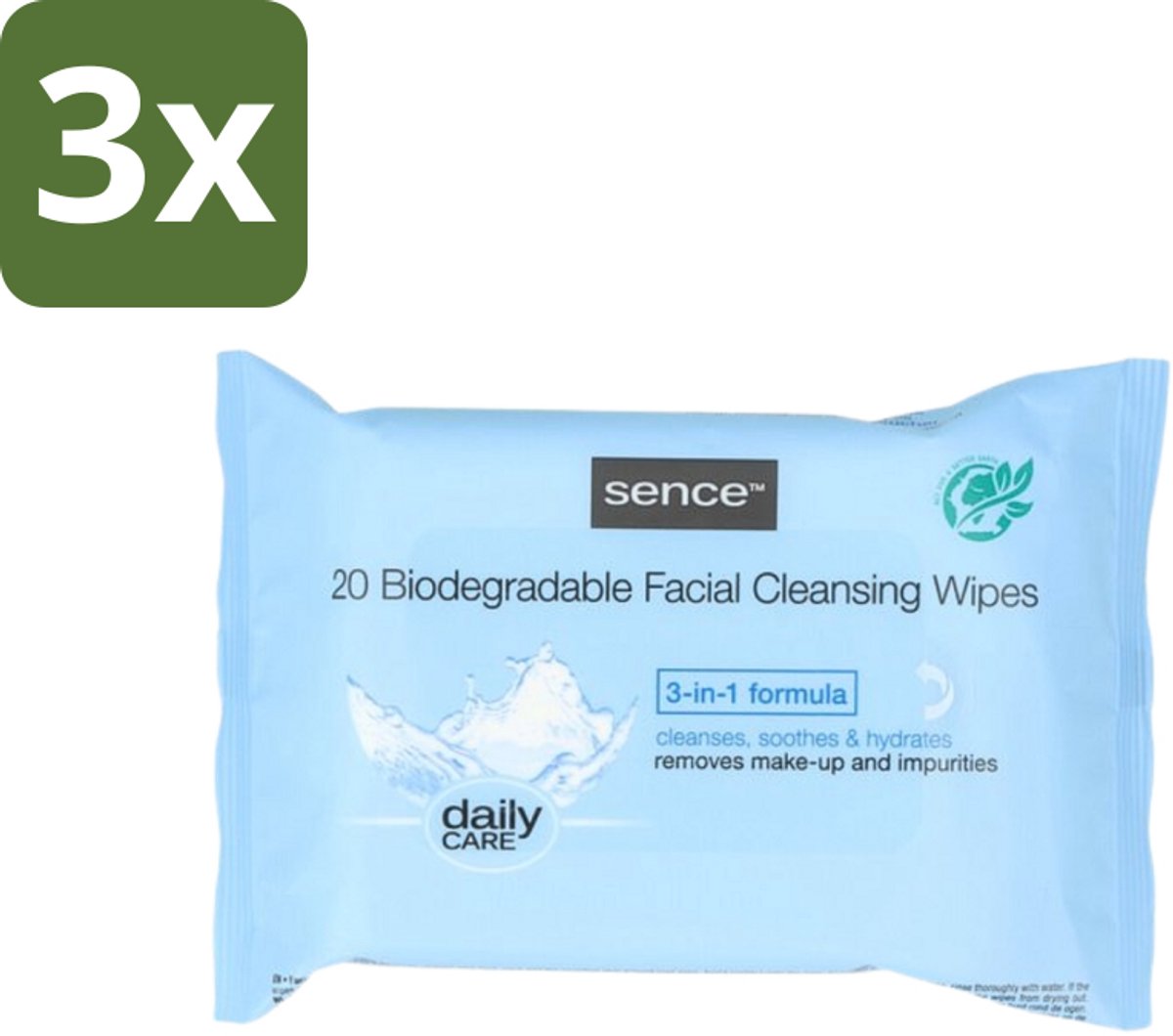 3 x Sence - Normale Huid - Gezichtsreinigingsdoekjes - Mild Reinigend - 20 Doekjes - Gezichtsreinigingsdoekjes - Normale Huid - Reinigingsdoekje - Make-up Verwijderen - Huid Reinigen