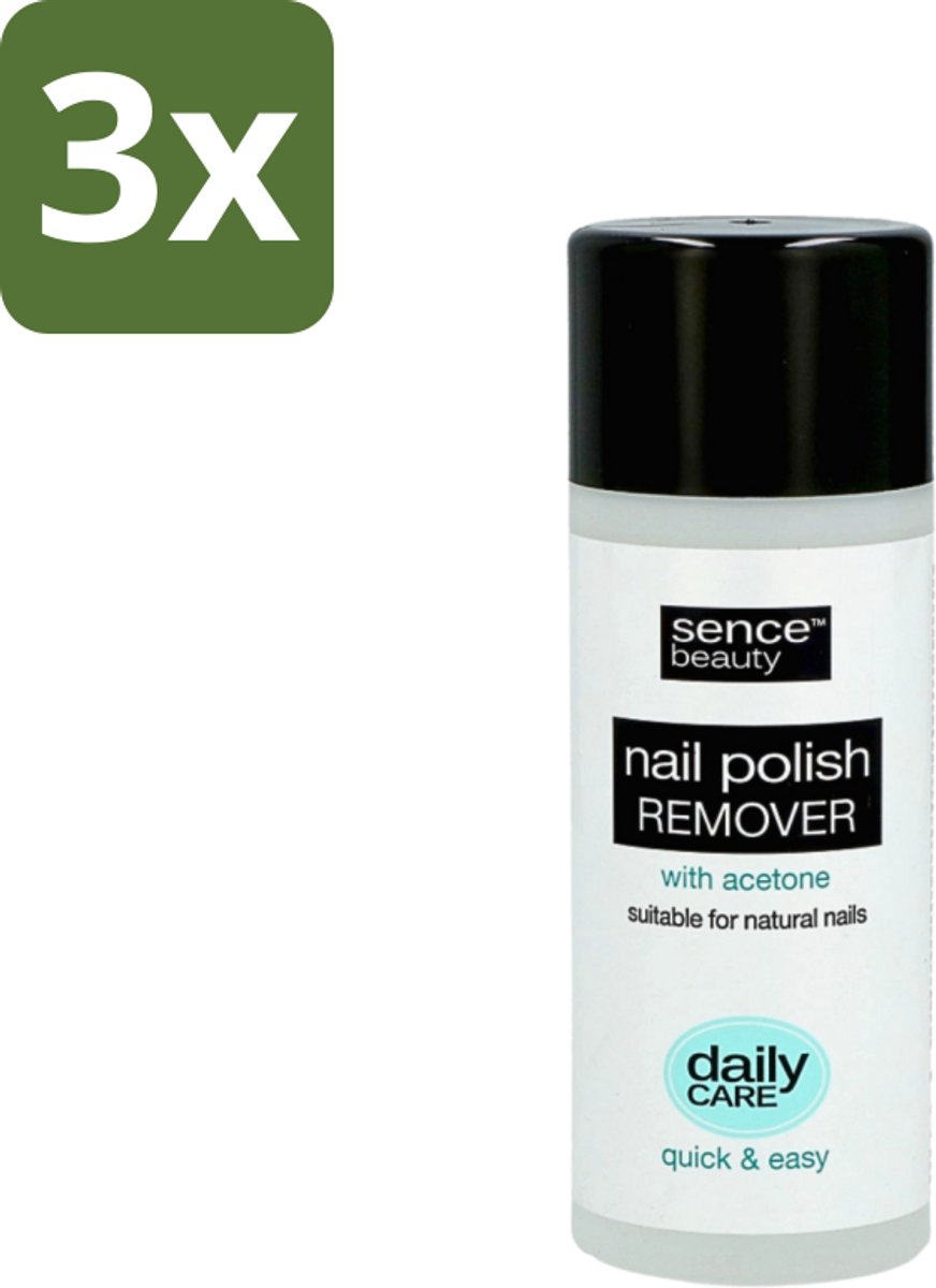 3 x Sence - Met Aceton - Nagellakremover - Krachtig - 200 ml - Nagellak Verwijderen - Aceton Nagellak Remover - Krachtige Nagellak Remover - Natuurlijke Nagels - Donker Nagellak Verwijderen