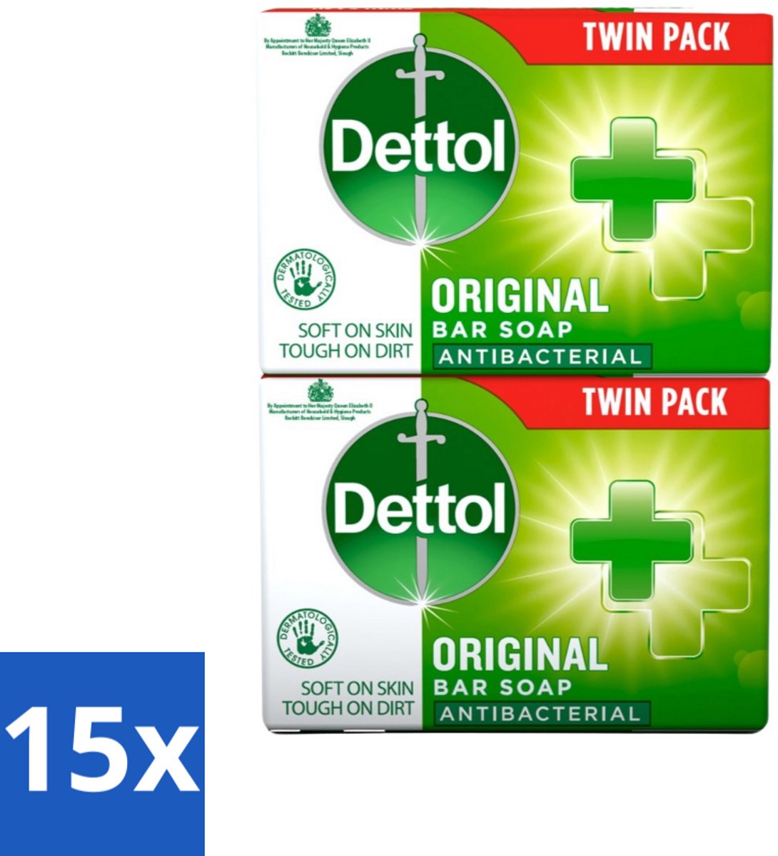 15 x Dettol - Zeeptablet - Origineel - Antibacterieel - 2x 100g Zeeptabletten - Handzeep - Antibacterieel - Hygiëne - Handwas - Zeeptablet