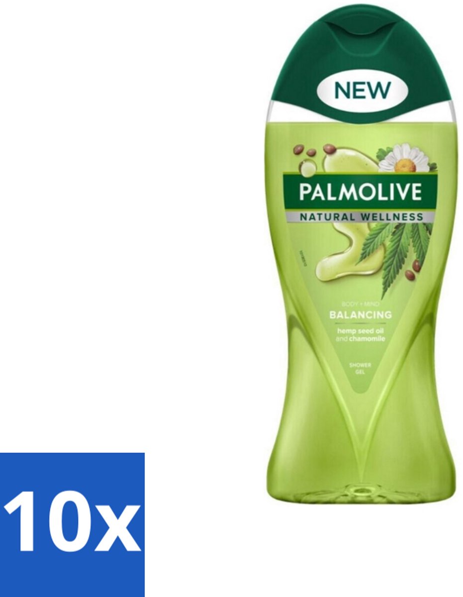 10 x Palmolive - Natural Wellness - Douchegel - Balancing - Ontspannend & Fris - 250 ml - Douchegel - Ontspanning - Wellness - Balans - Cannabiszaadolie